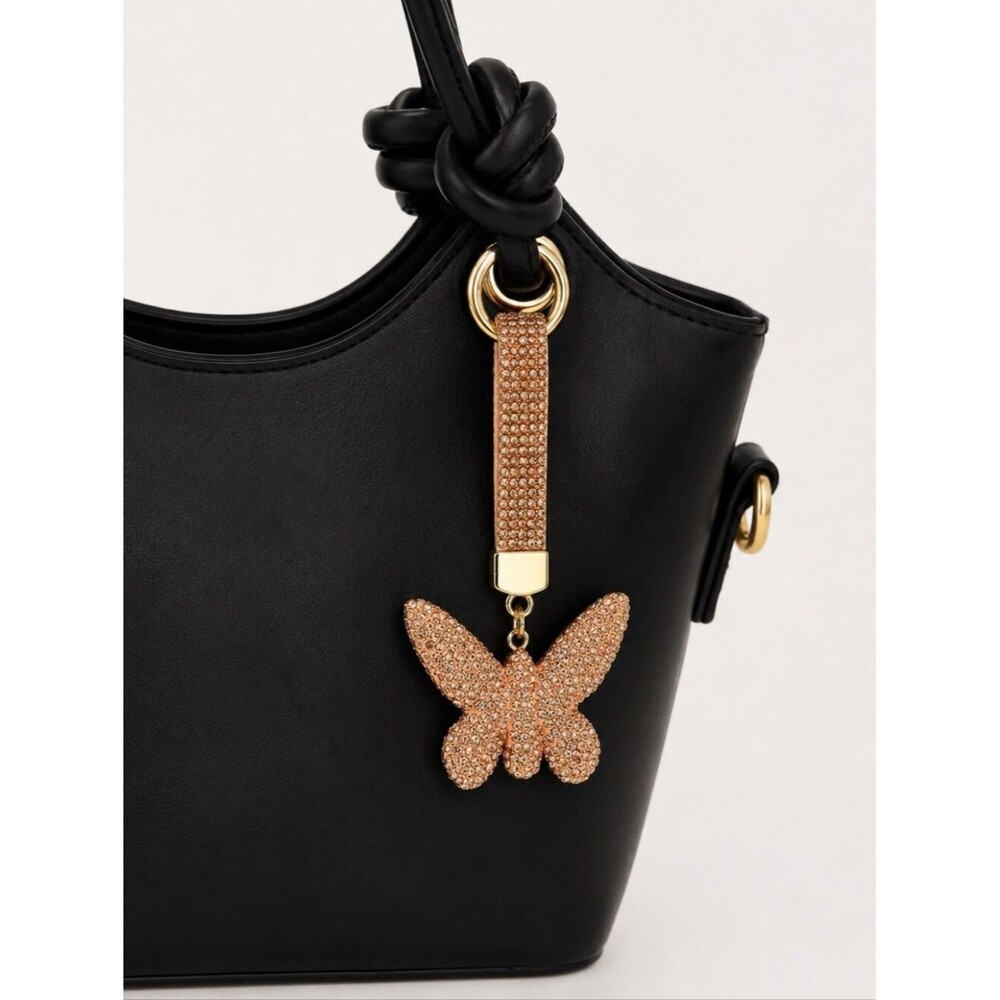Womens Rhinestone Keychain Bag Charm Purse Accessories butterfly